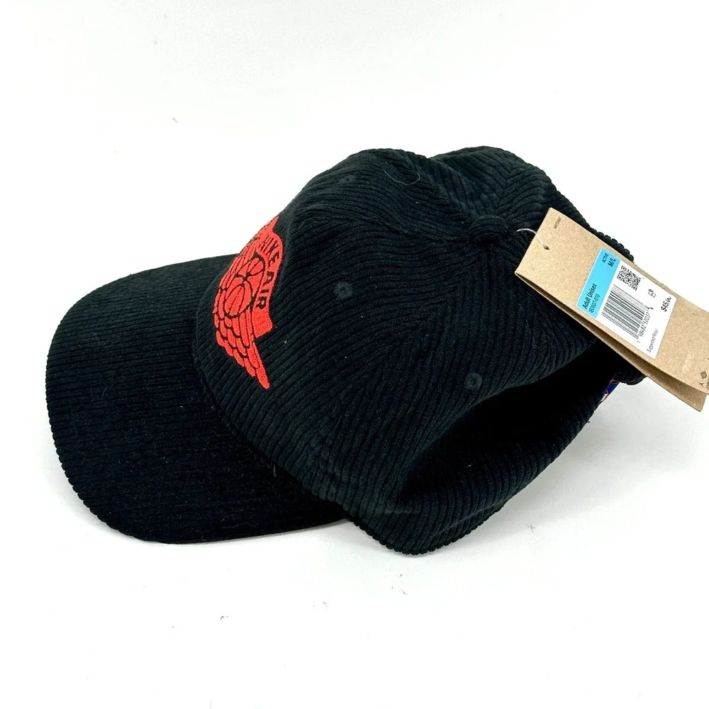 Nike Jordan Air Hat Unisex M/L Black Corduroy Adjustable Pro Cap IB3937-010 New - Picture 2 of 6